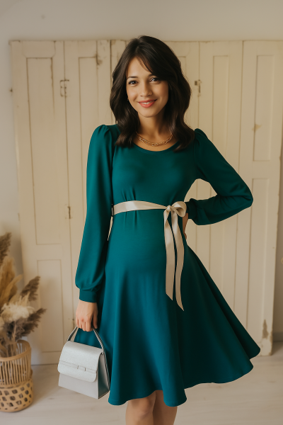 "Kitti" loknis smaragd zöld  ruha
